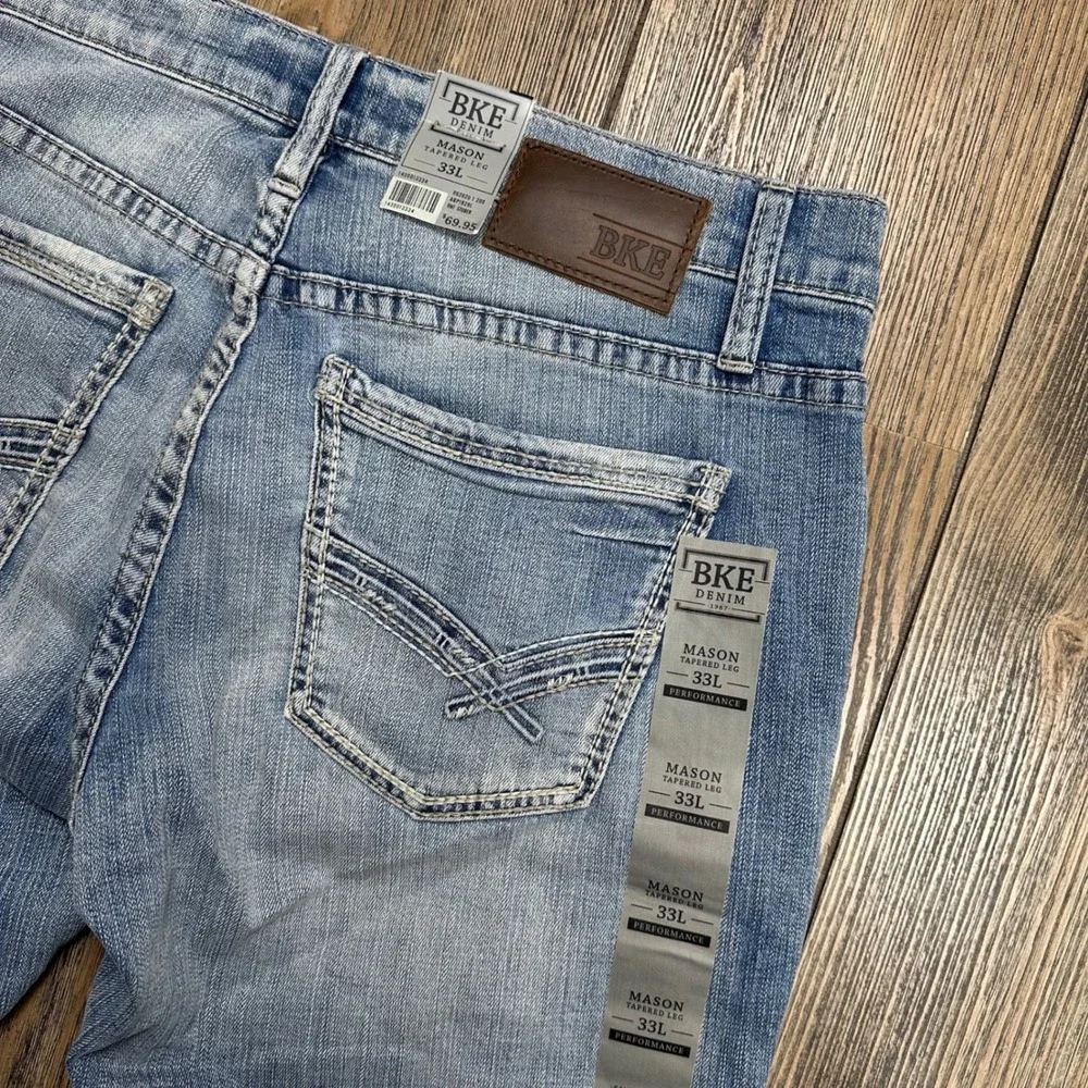 BKE Mason Regular Fit Tapered Jeans Mens 33L 33x34 NWT Stretch Low Rise Denim